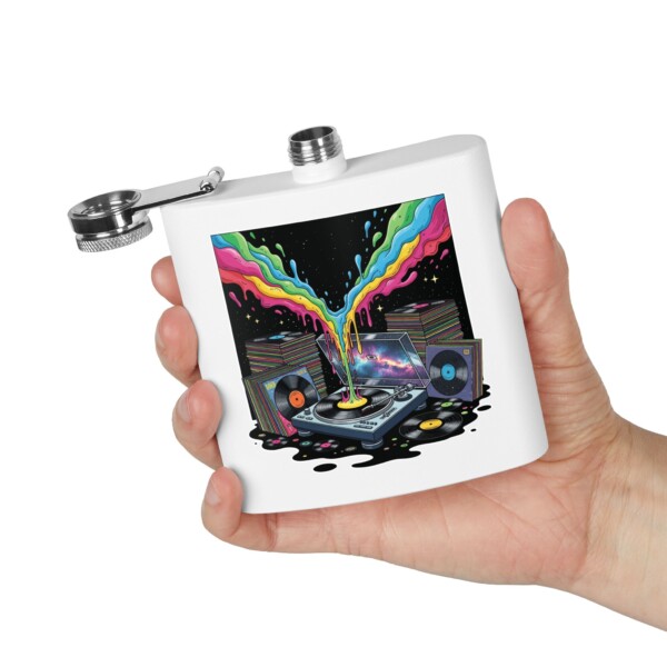 Grooves of the Galaxy - Stainless Steel Flask, 6oz - Image 4