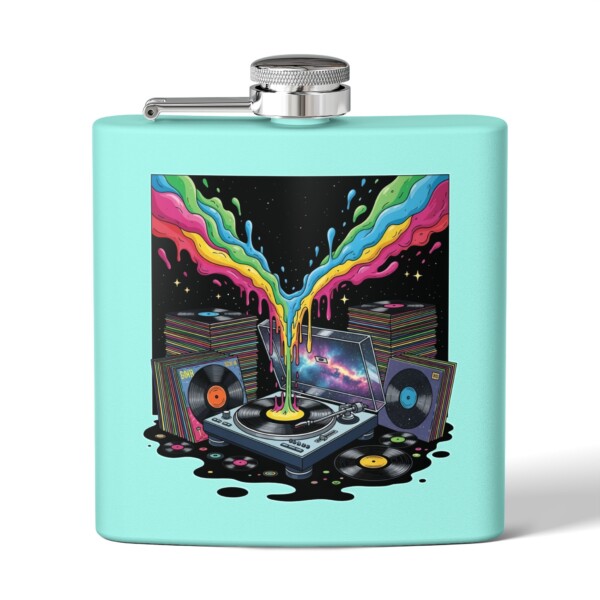 Grooves of the Galaxy - Stainless Steel Flask, 6oz - Image 5