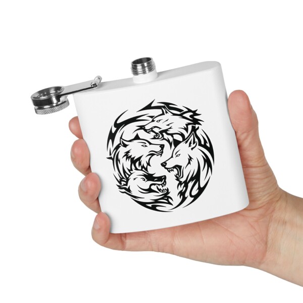 Alpha’s Embrace- Stainless Steel Flask, 6oz - Image 4