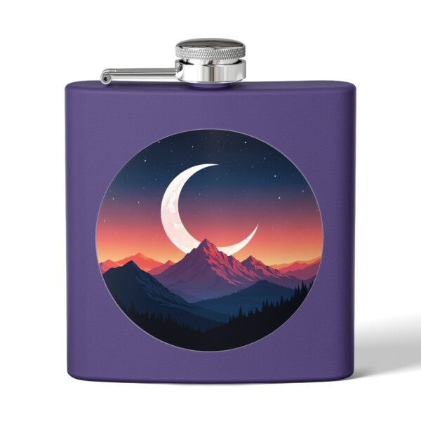 Alpine Moonlit Dream- Stainless Steel Flask, 6oz - Image 6
