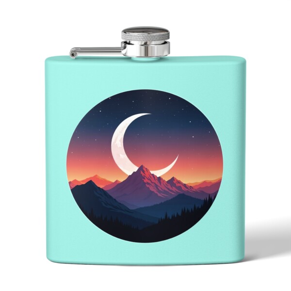 Alpine Moonlit Dream- Stainless Steel Flask, 6oz - Image 5