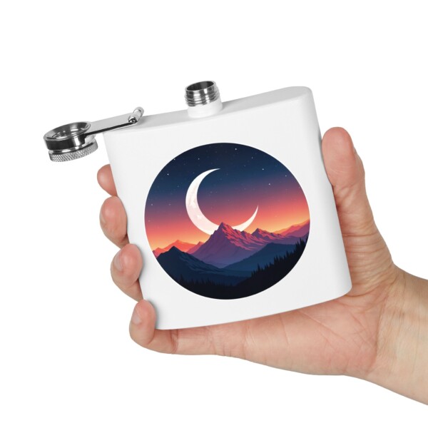Alpine Moonlit Dream- Stainless Steel Flask, 6oz - Image 4