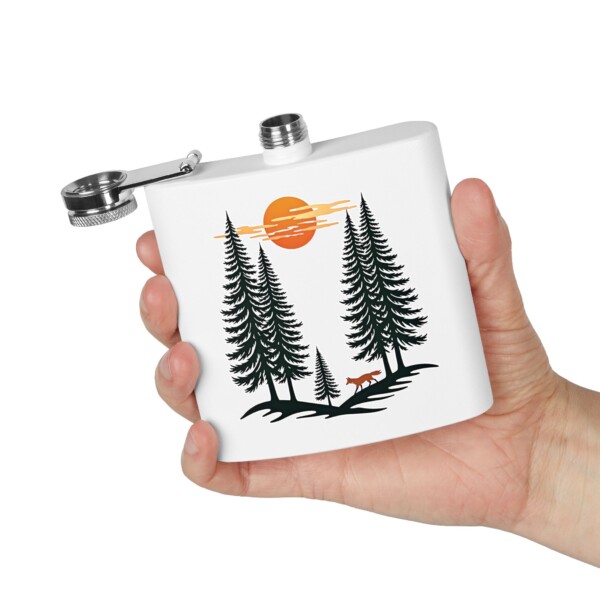 Among the Pines- Stainless Steel Flask, 6oz - Image 4