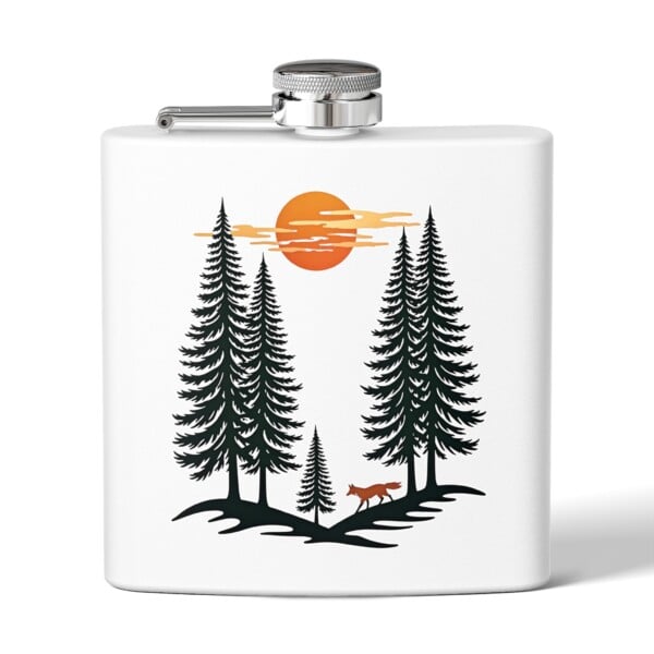 Among the Pines- Stainless Steel Flask, 6oz