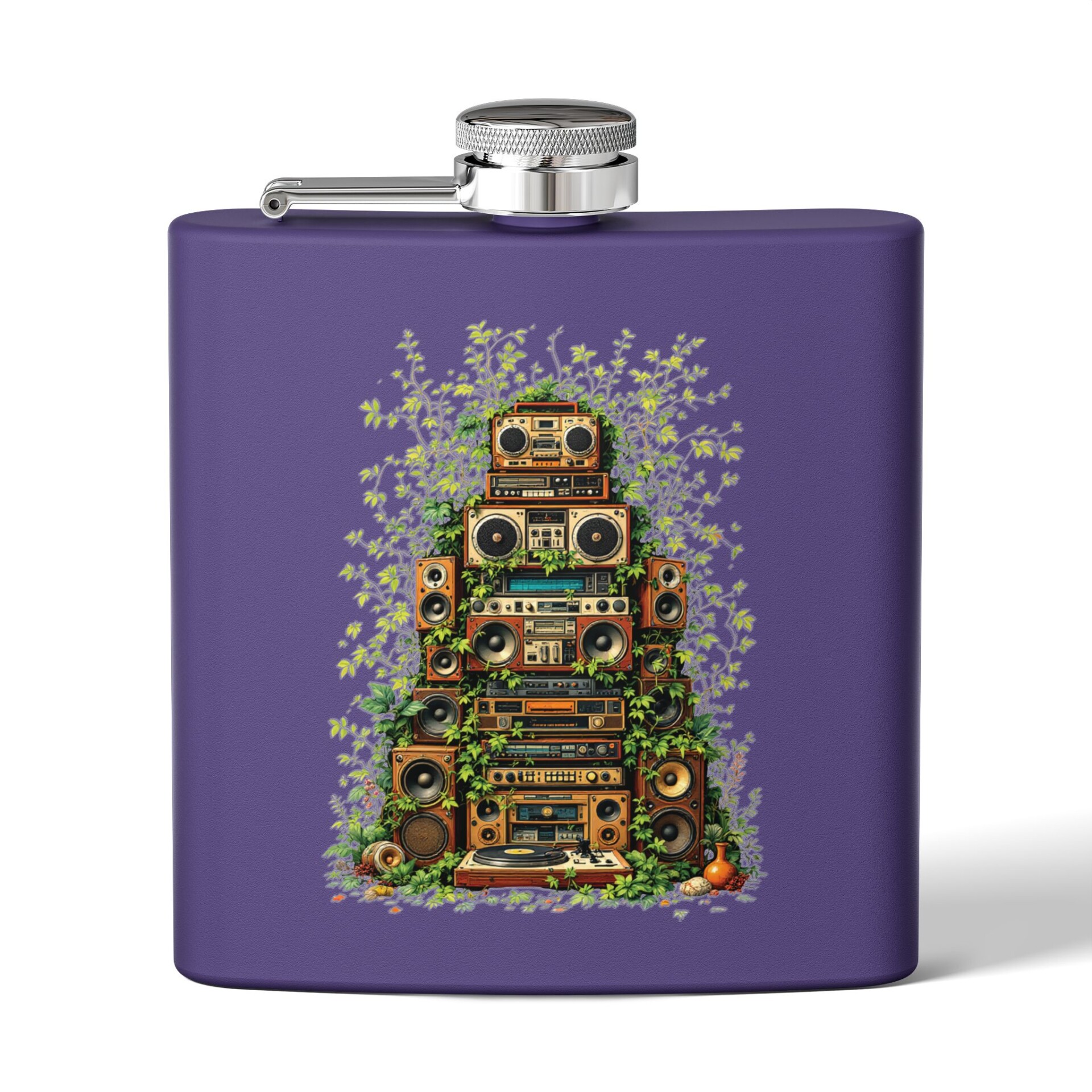 Grooves Gone Green - Stainless Steel Flask, 6oz - Image 6