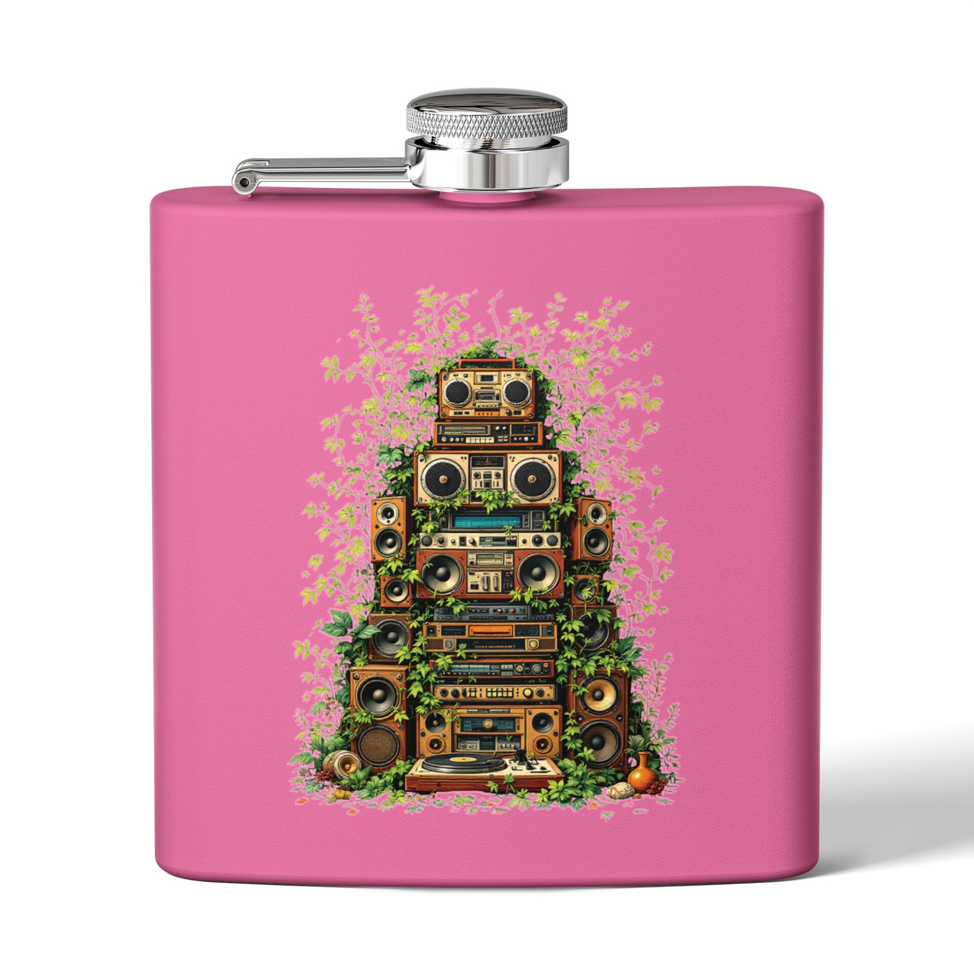Grooves Gone Green - Stainless Steel Flask, 6oz - Image 12