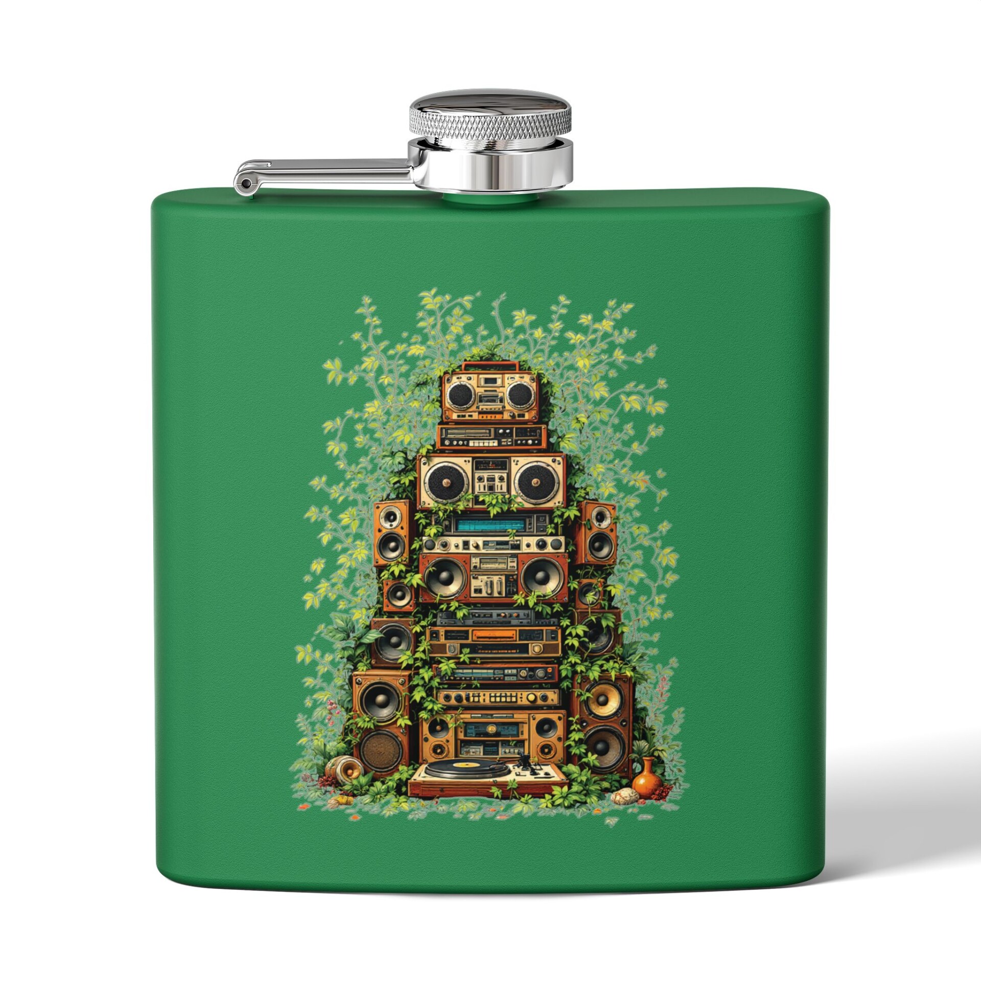 Grooves Gone Green - Stainless Steel Flask, 6oz - Image 9