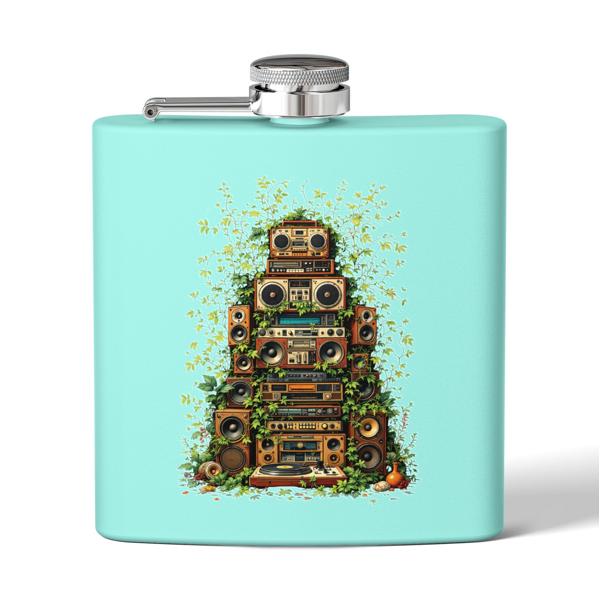 Grooves Gone Green - Stainless Steel Flask, 6oz - Image 5