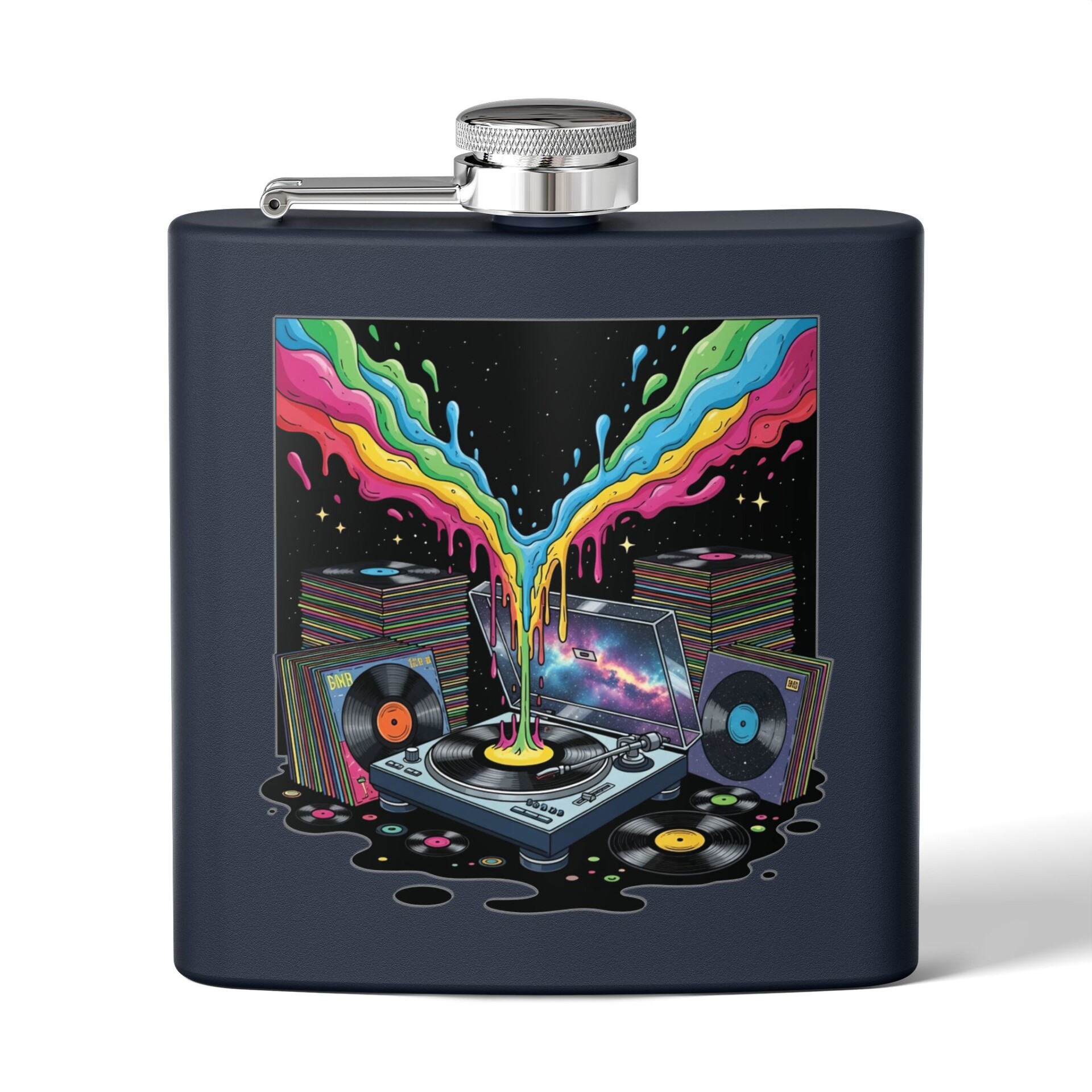 Grooves of the Galaxy - Stainless Steel Flask, 6oz - Image 10