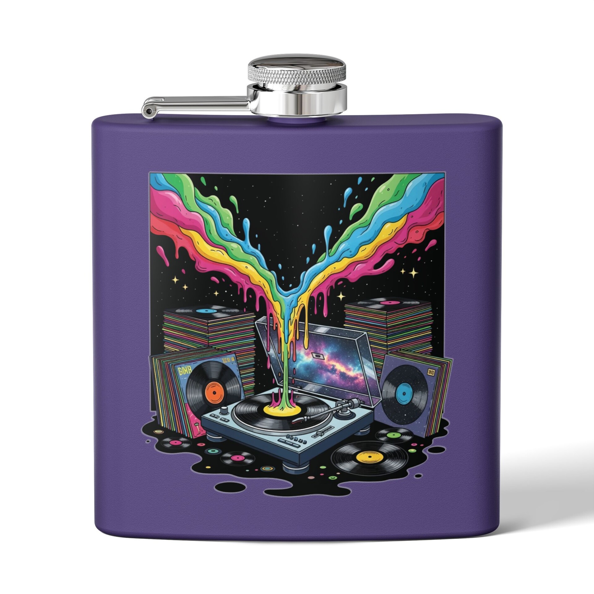 Grooves of the Galaxy - Stainless Steel Flask, 6oz - Image 6