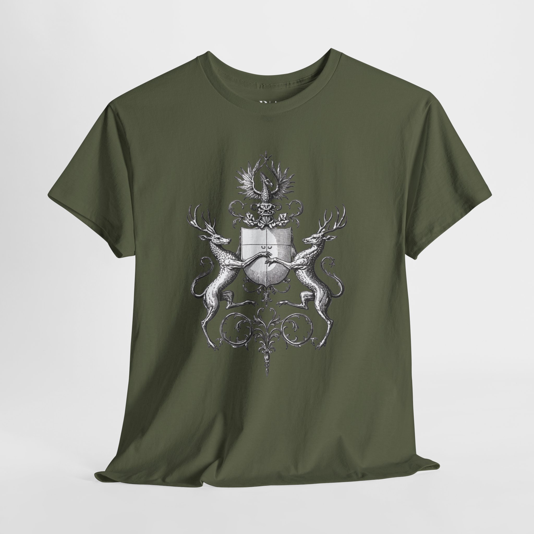 Heraldic Shield Flanked by Stags - Graphic Tee - Image 4